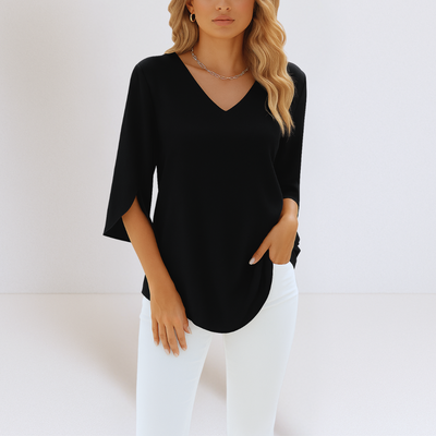 Sophie | Blouse met V-hals en splitmouwen