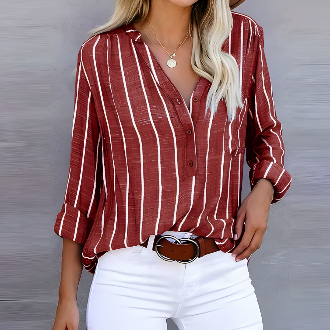 Monica | Trendy Gestreepte damesblouse