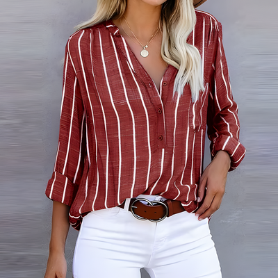 Monica | Trendy Gestreepte damesblouse
