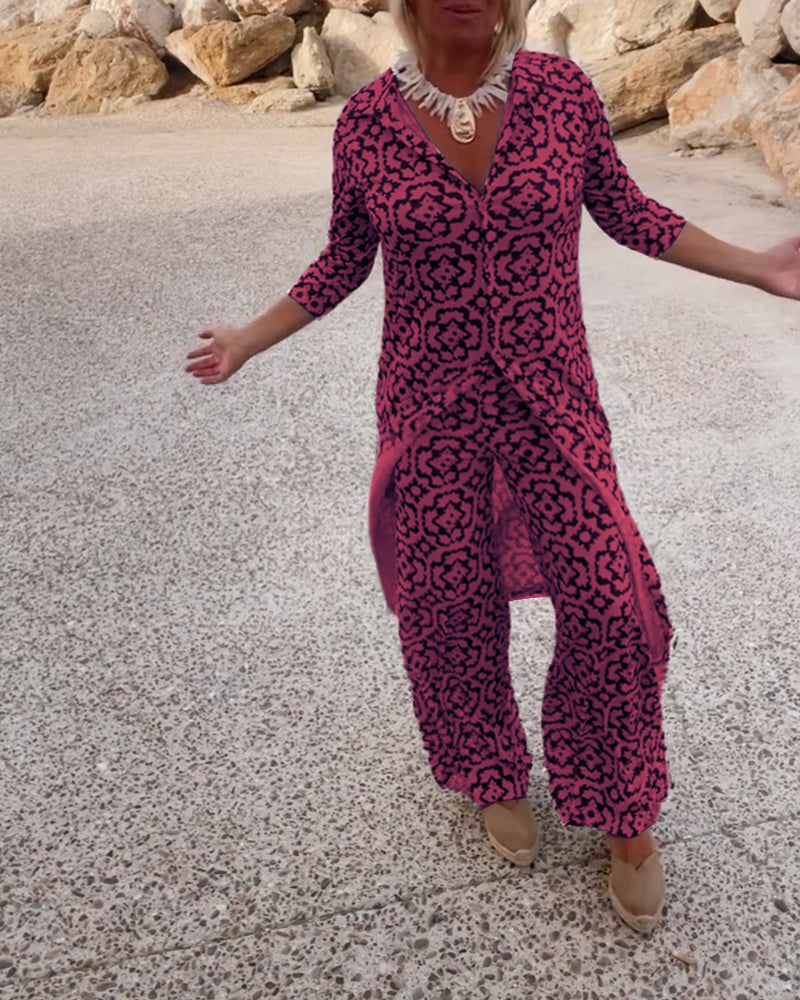 Amalia | Vintage Bedrukte Tweedelige Set