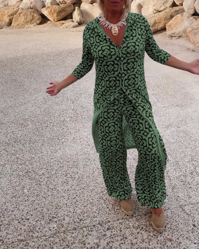 Amalia | Vintage Bedrukte Tweedelige Set