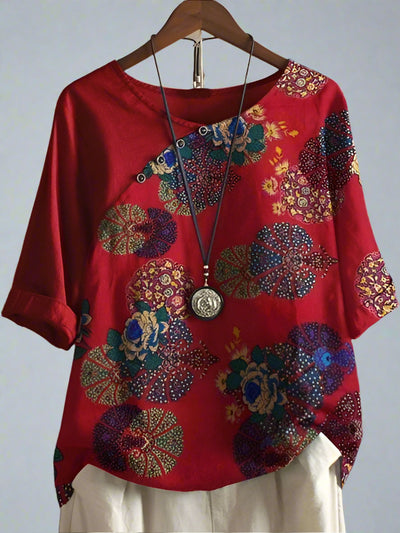 Katarina | Losjes zittende blouse met bloemenhoes