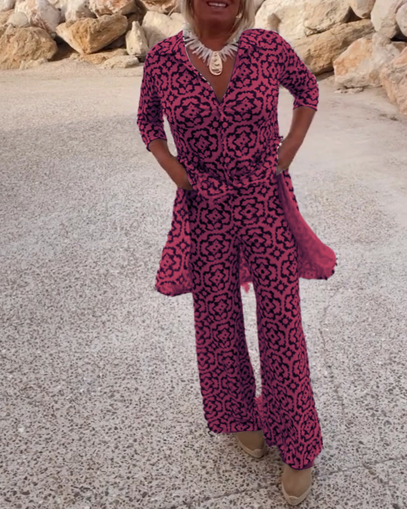 Amalia | Vintage Bedrukte Tweedelige Set