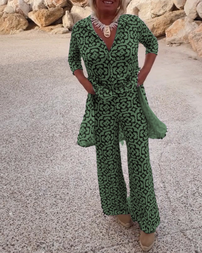 Amalia | Vintage Bedrukte Tweedelige Set