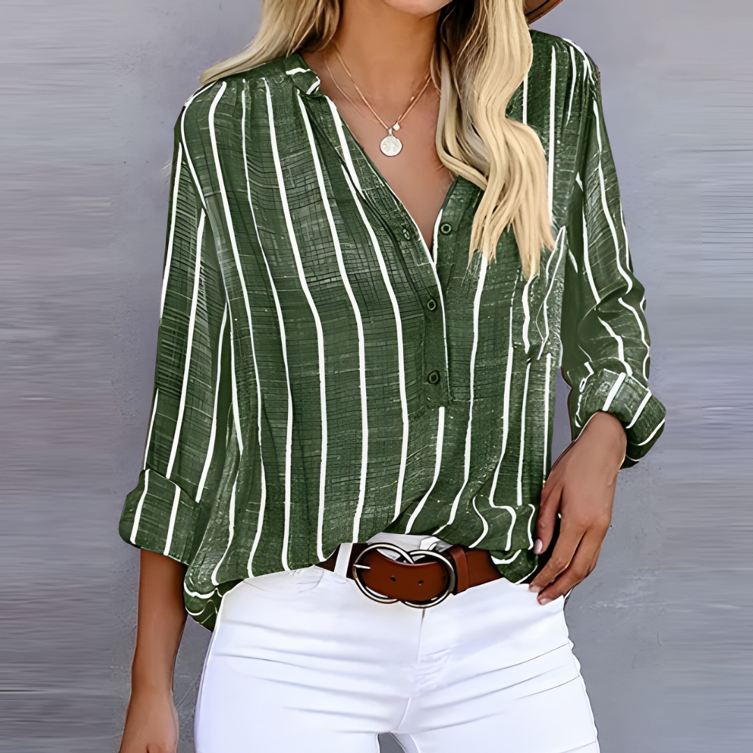 Monica | Trendy Gestreepte damesblouse