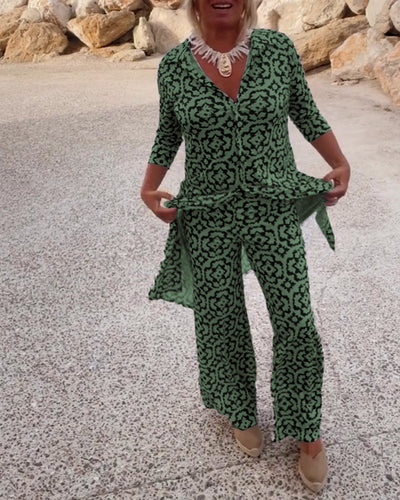 Amalia | Vintage Bedrukte Tweedelige Set