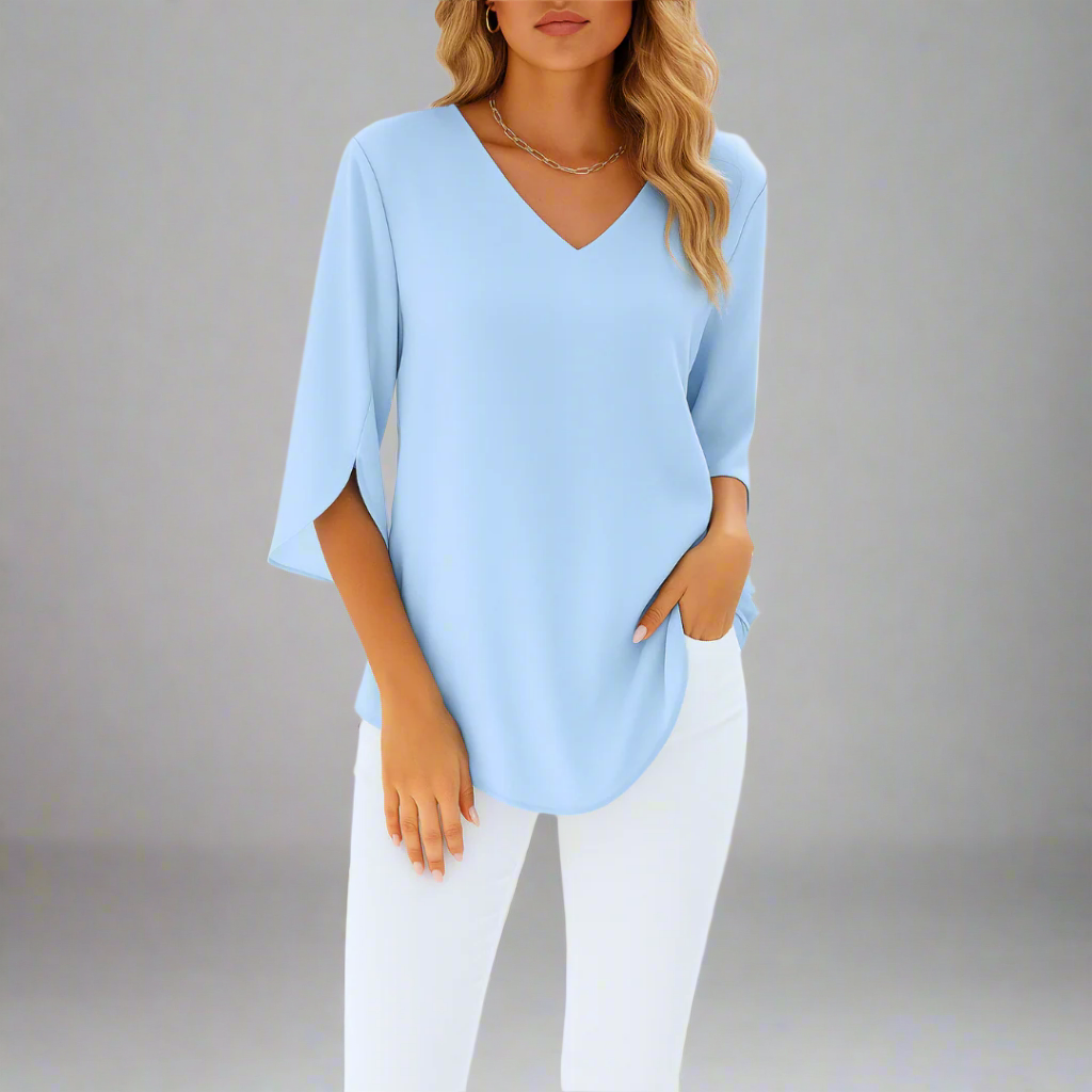Sophie | Blouse met V-hals en splitmouwen
