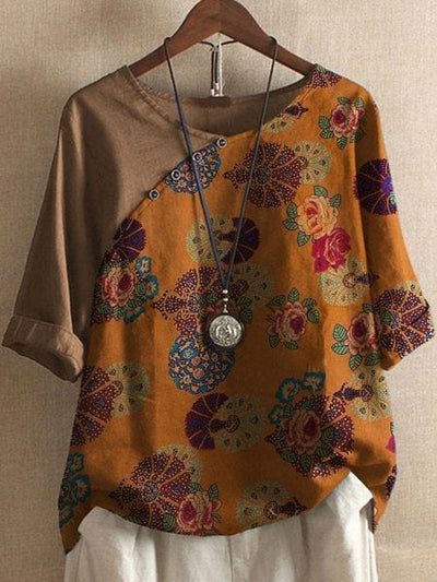 Katarina | Losjes zittende blouse met bloemenhoes