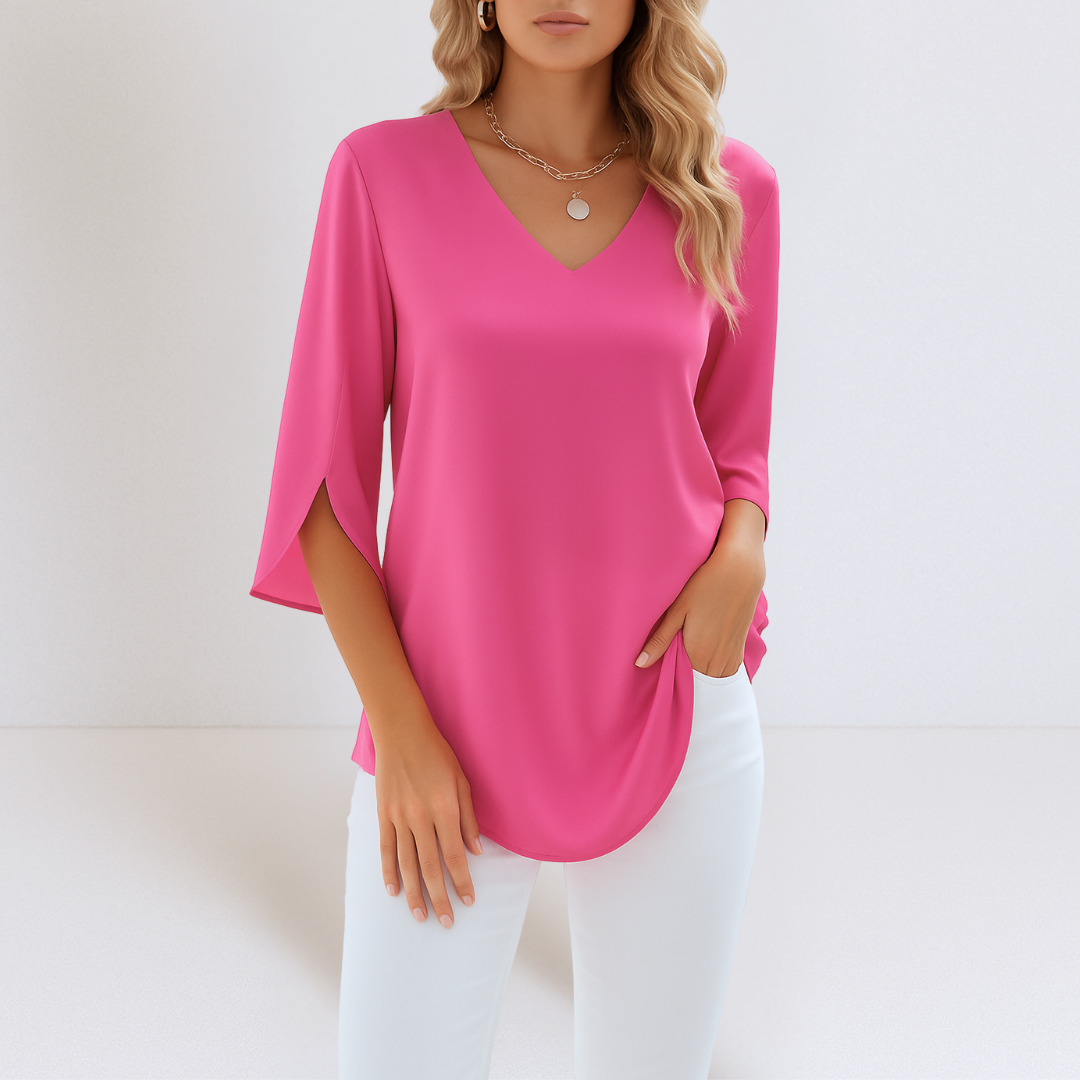 Sophie | Blouse met V-hals en splitmouwen