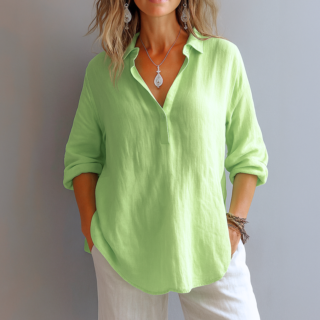 Marianne | Elegante linnen blouse met V-hals