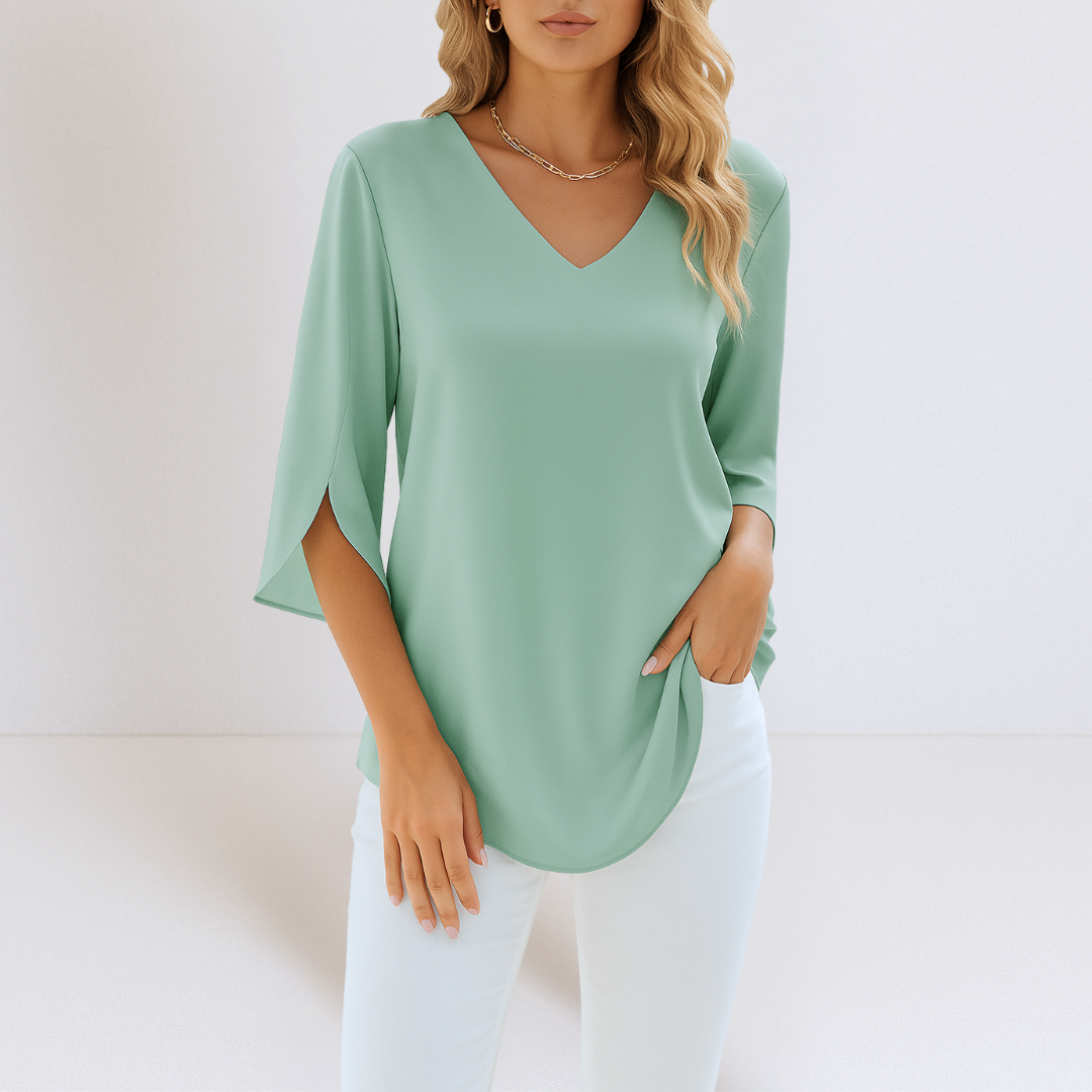 Sophie | Blouse met V-hals en splitmouwen