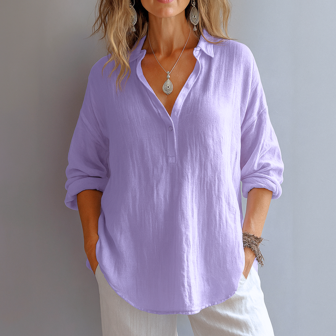 Marianne | Elegante linnen blouse met V-hals