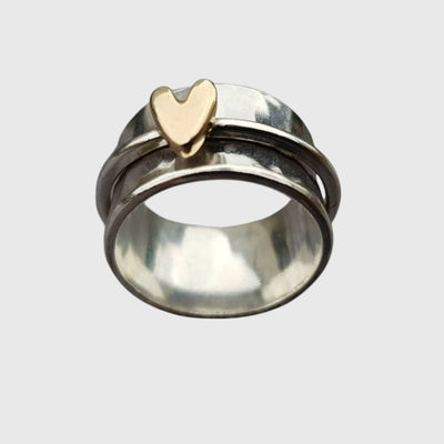 Vivienne | Zilveren Ring met Gouden Hart
