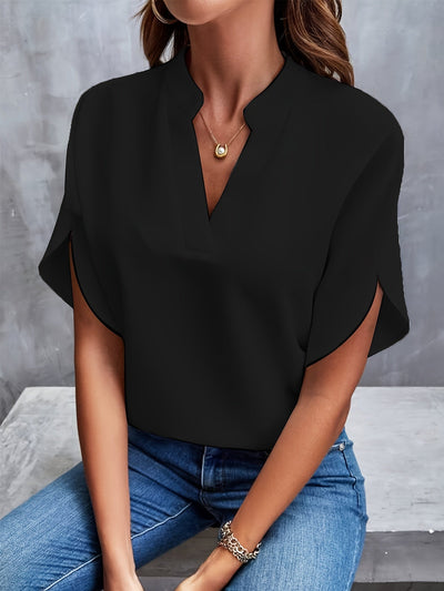 Mieke | Effen blouse met V-hals