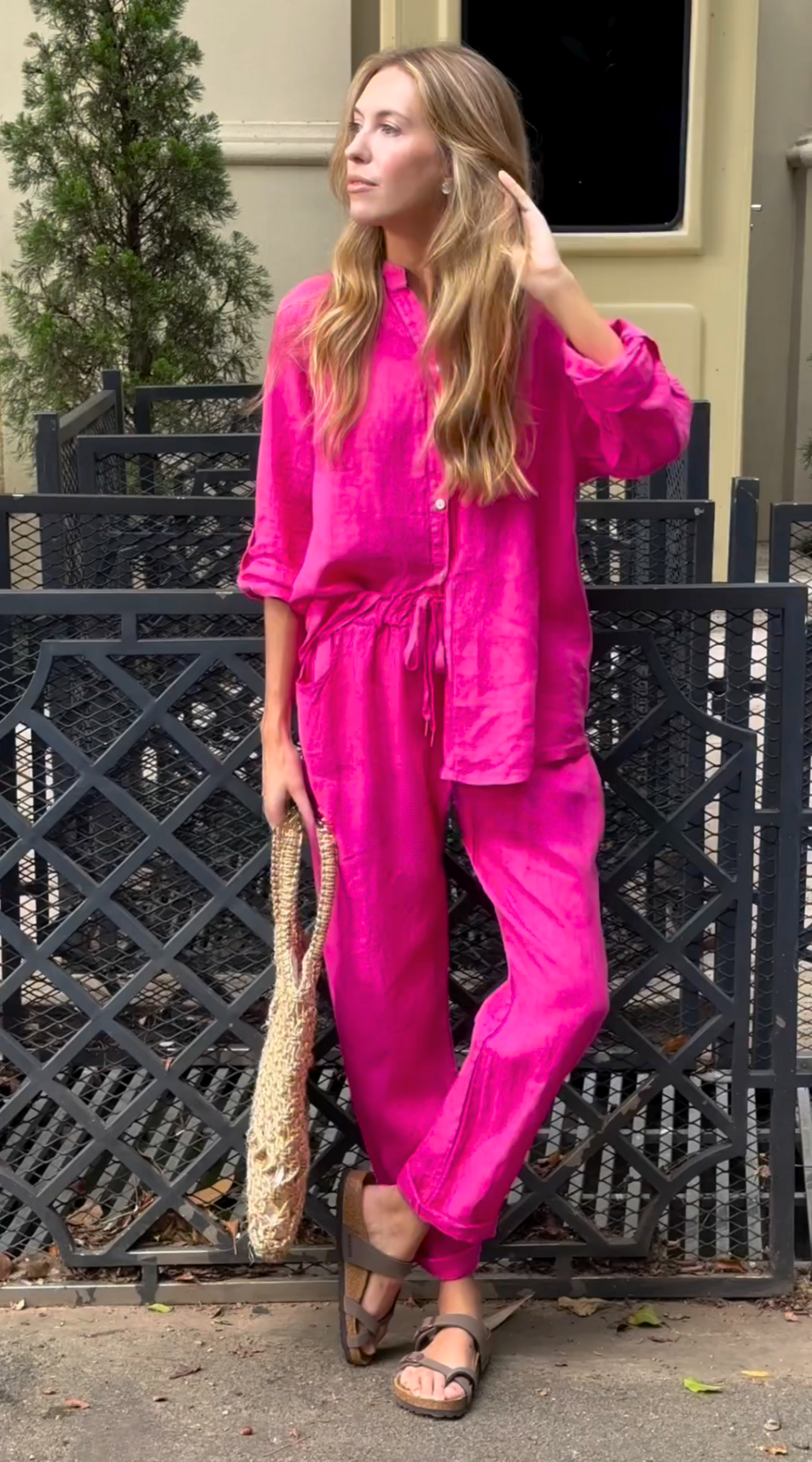 Marjan | Elegante tweedelige linnen shirt en broek set