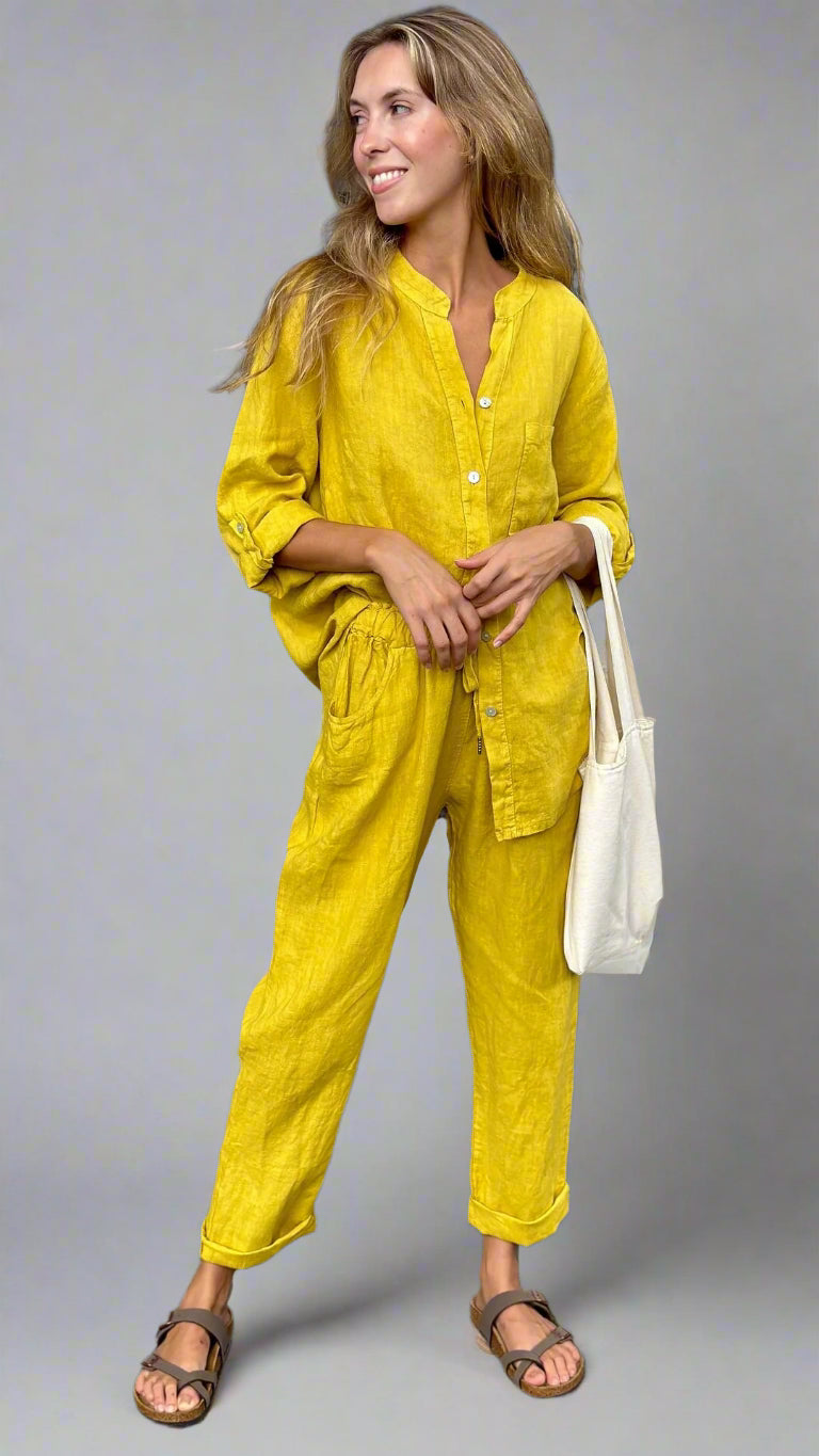 Marjan | Elegante tweedelige linnen shirt en broek set