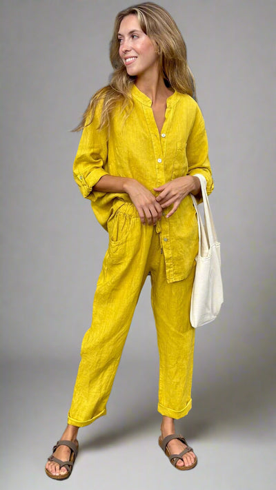 Marjan | Elegante tweedelige linnen shirt en broek set