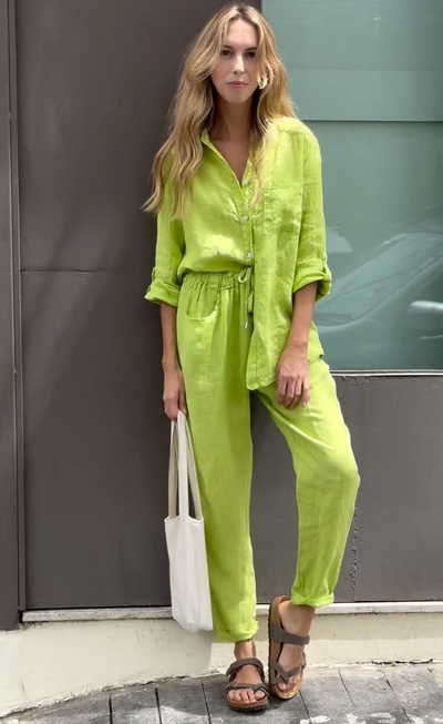 Marjan | Elegante tweedelige linnen shirt en broek set