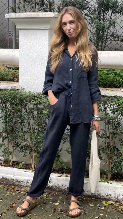 Marjan | Elegante tweedelige linnen shirt en broek set