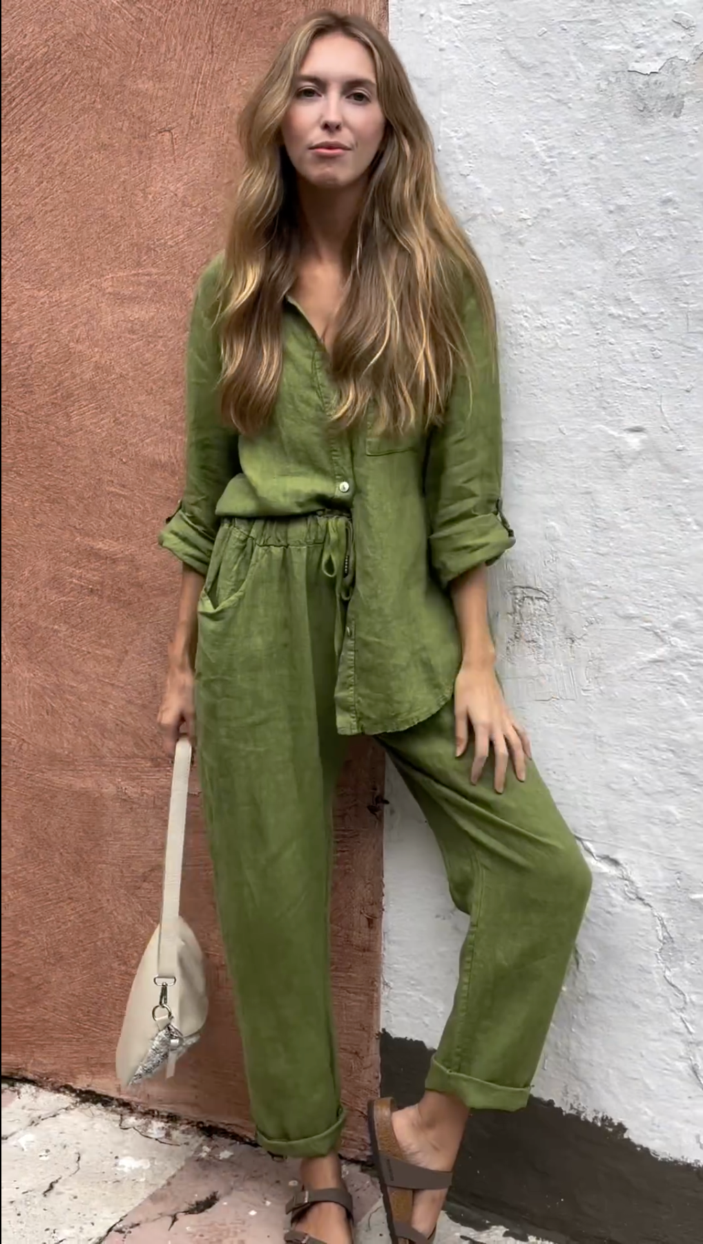 Marjan | Elegante tweedelige linnen shirt en broek set