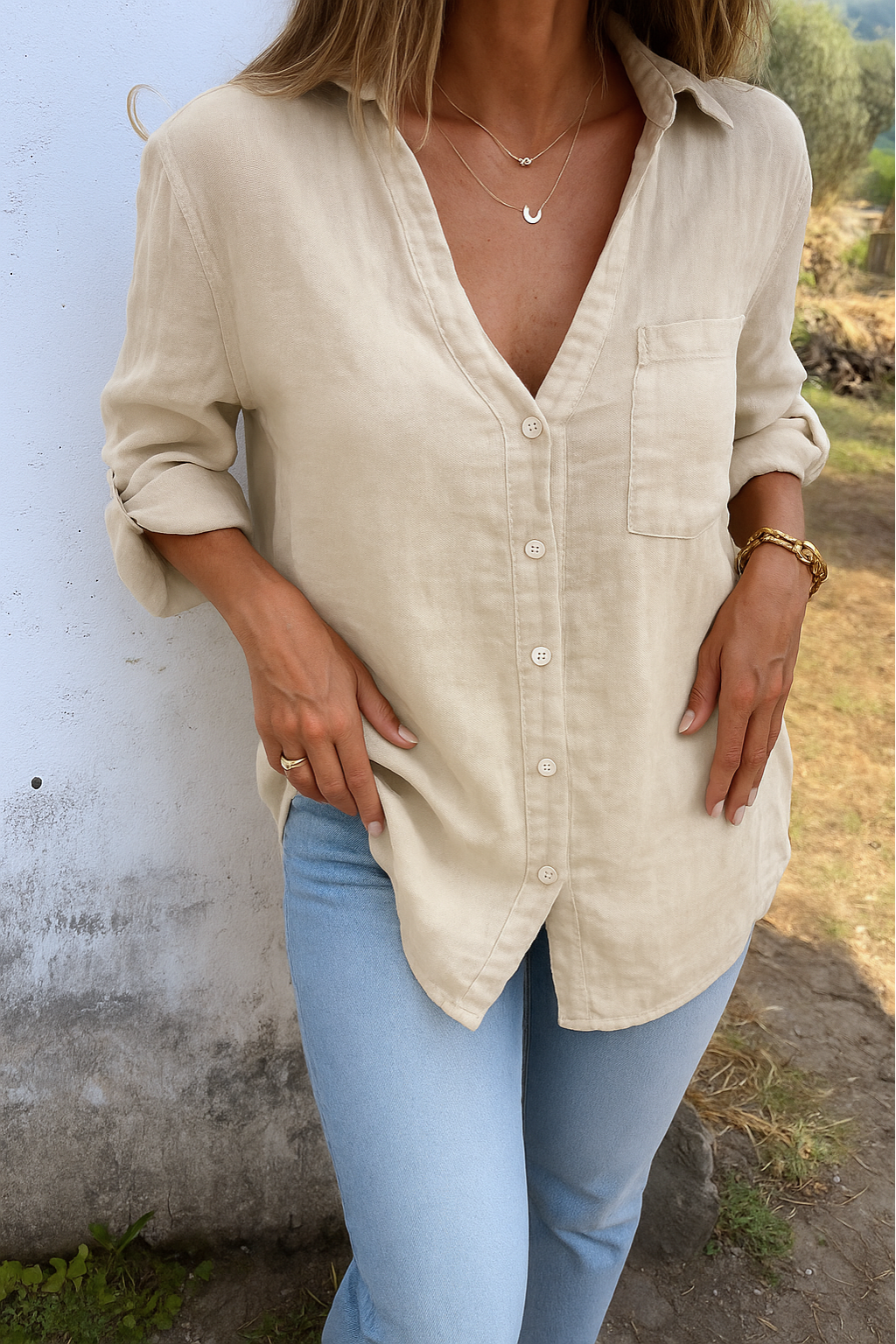 Lisette | Ibiza Style Casual Overhemd Blouse