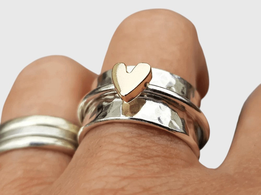 Vivienne | Zilveren Ring met Gouden Hart