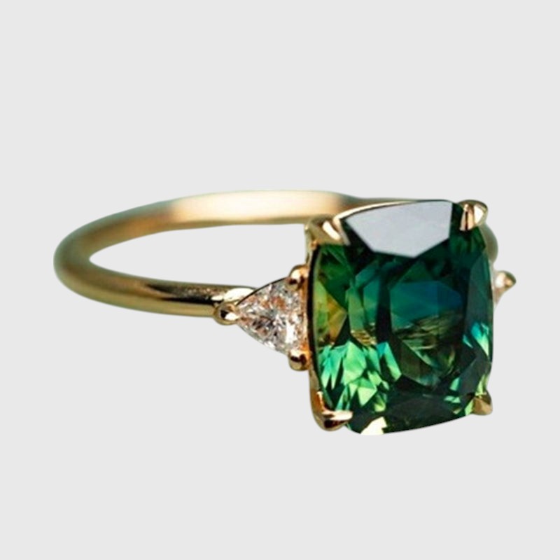 Isolde | Gouden Ring met Groene Zirkonia