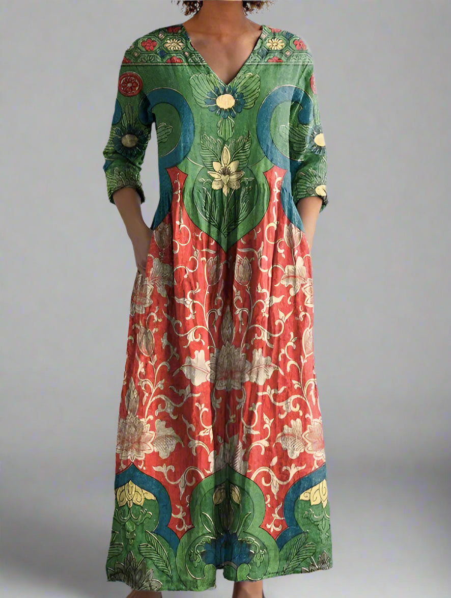 Celestine | Maxi jurk met vintage bloemenprint